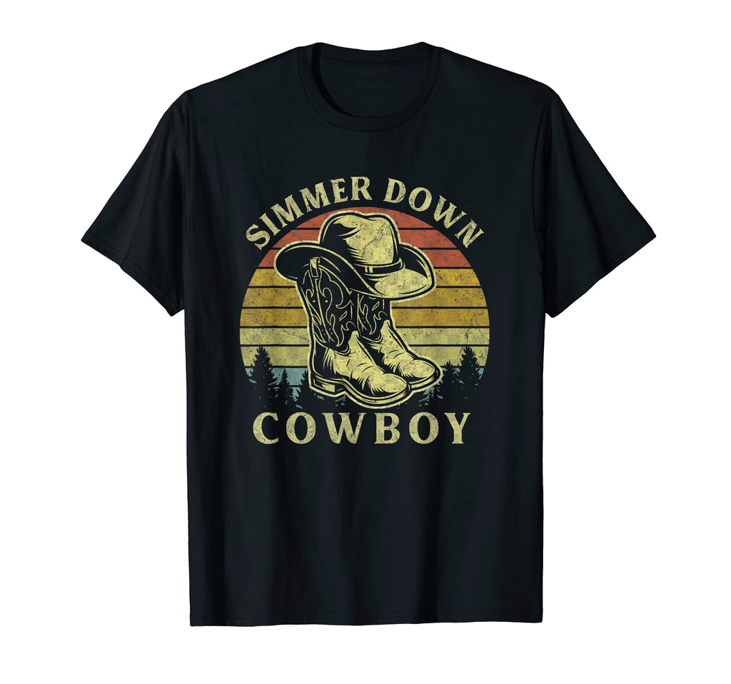 Simmer Down Cowboy Cowboy Hat Country T-Shirt - Custom Art Print Men Women - T-Shirt, Sweatshirt, Hoodie