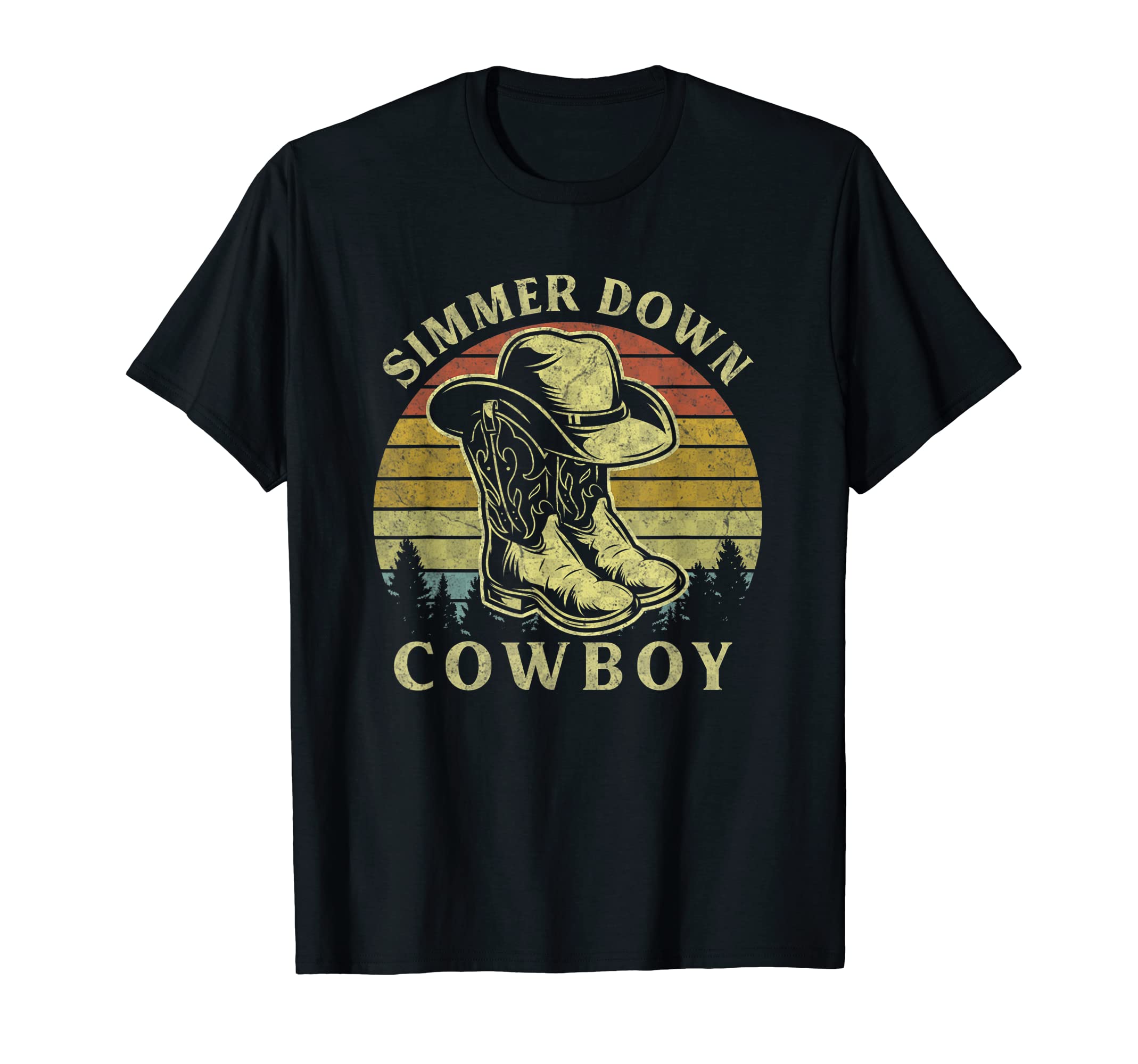 Simmer Down Cowboy Cowboy Hat Country T-Shirt - Custom Art Print Men Women - T-Shirt, Sweatshirt, Hoodie