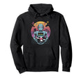 Robot Dj Vinyl City Skyline Music Hoodie - Unique Graphic Unisex - T-Shirt, Sweatshirt, Hoodie