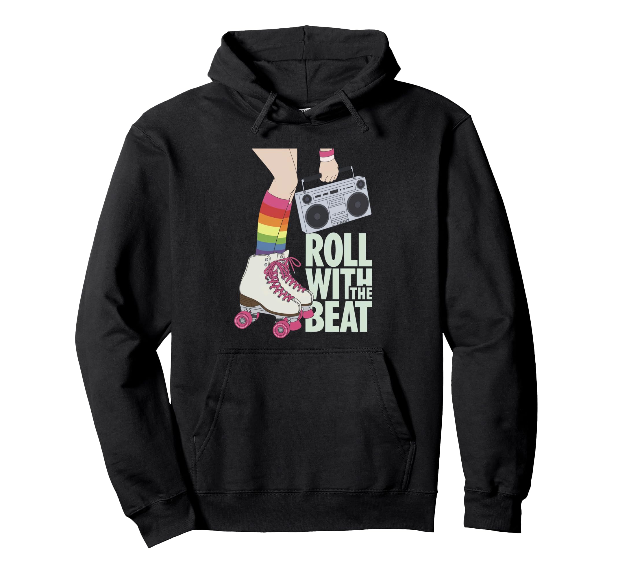 Rollerskates Roll Beat Funny 70S Hoodie - Casual Everyday Wear Men Women - T-Shirt, Sweatshirt, Hoodie