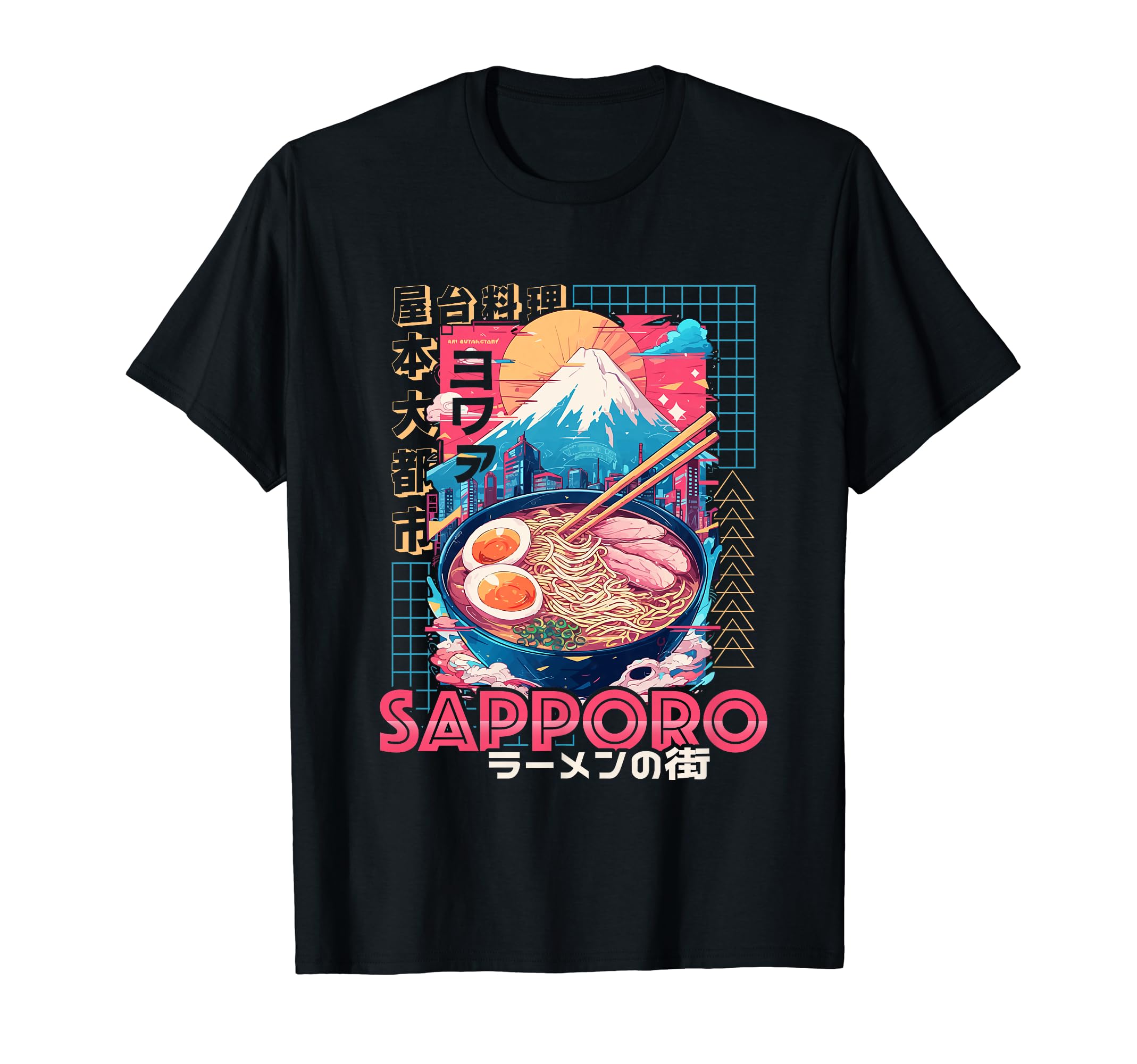 Sapporo City 80S Synthwave Ramen Bowl T-Shirt - Novelty Apparel Unisex - T-Shirt, Sweatshirt, Hoodie