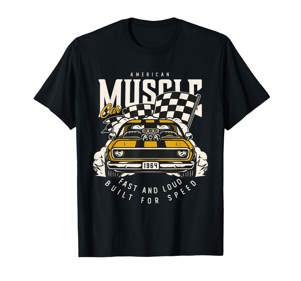 American Muscle Car Racing Flag T-Shirt - Fun Novelty Design Unisex - T-Shirt, Sweatshirt, Hoodie