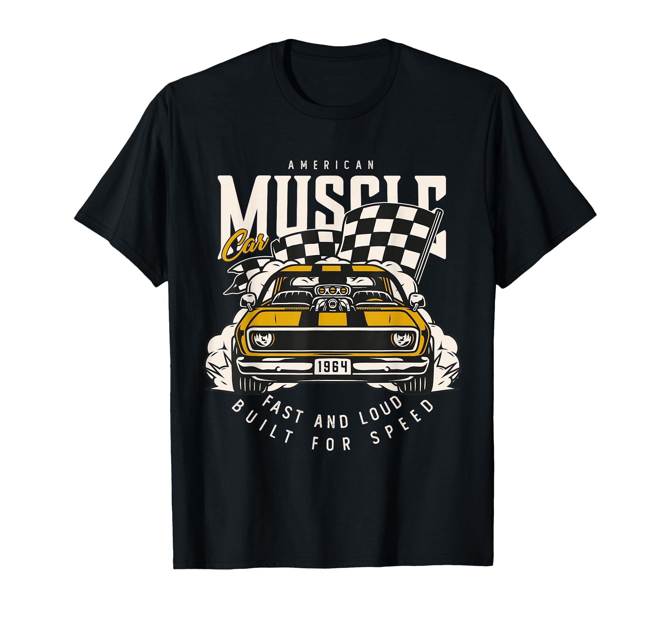 American Muscle Car Racing Flag T-Shirt - Fun Novelty Design Unisex - T-Shirt, Sweatshirt, Hoodie