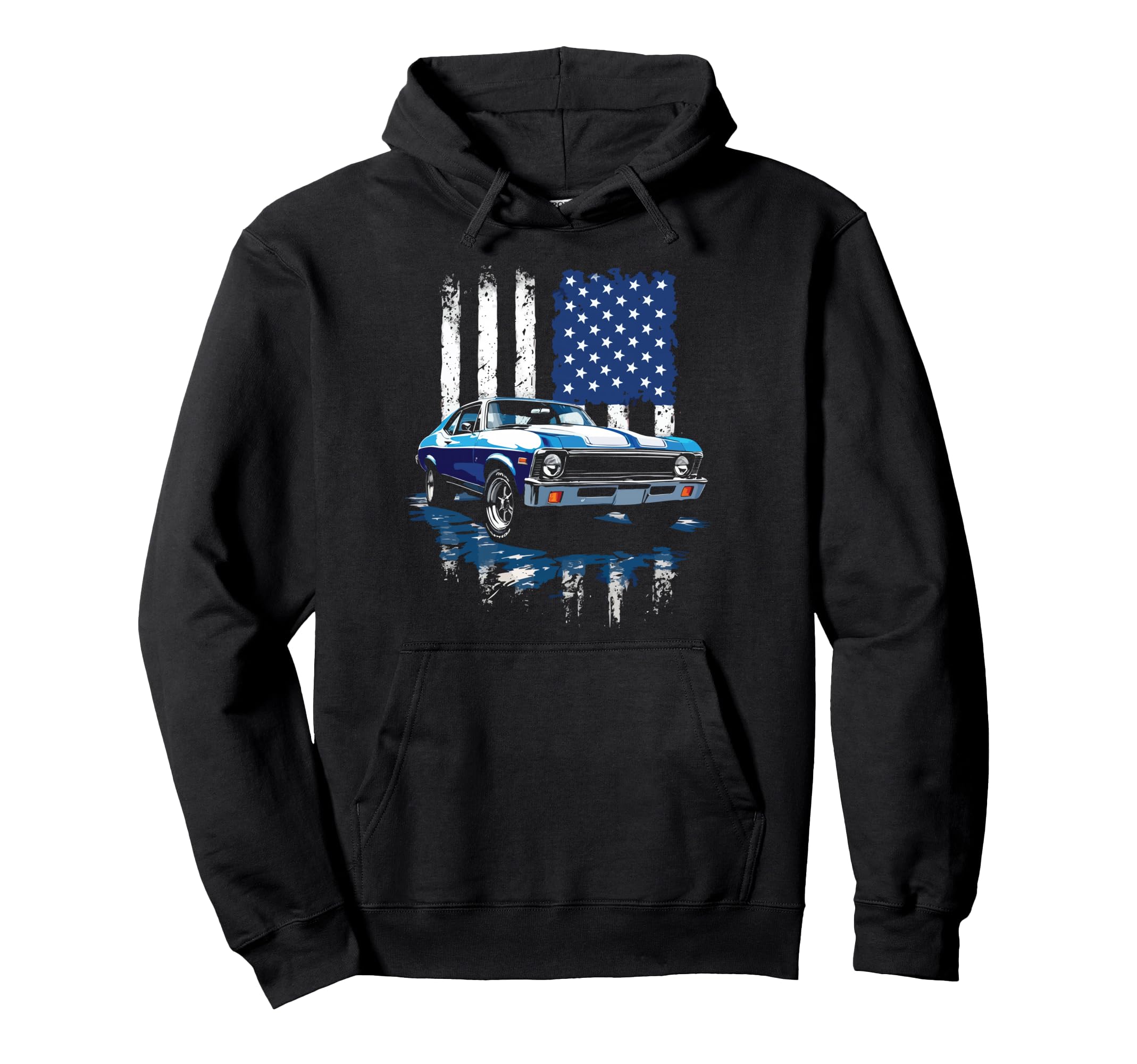 Patriotic Usa Flag 1969 69 Nova Ss Muscle Car Hoodie - Graphic Print Unisex - T-Shirt, Sweatshirt, Hoodie