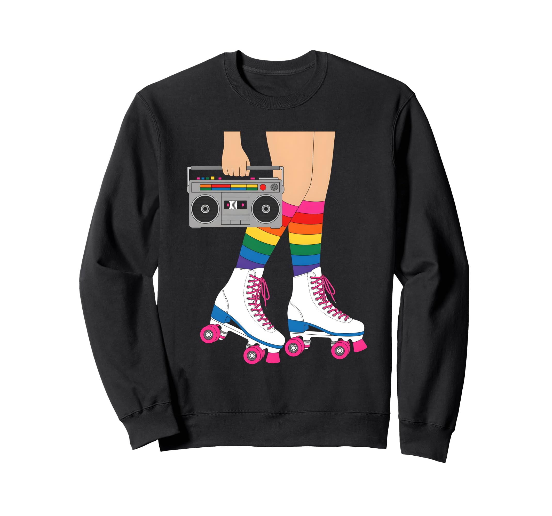 Skate Boombox Rainbow Socks Roller Sweatshirt - Graphic Print for Adults - T-Shirt, Sweatshirt, Hoodie