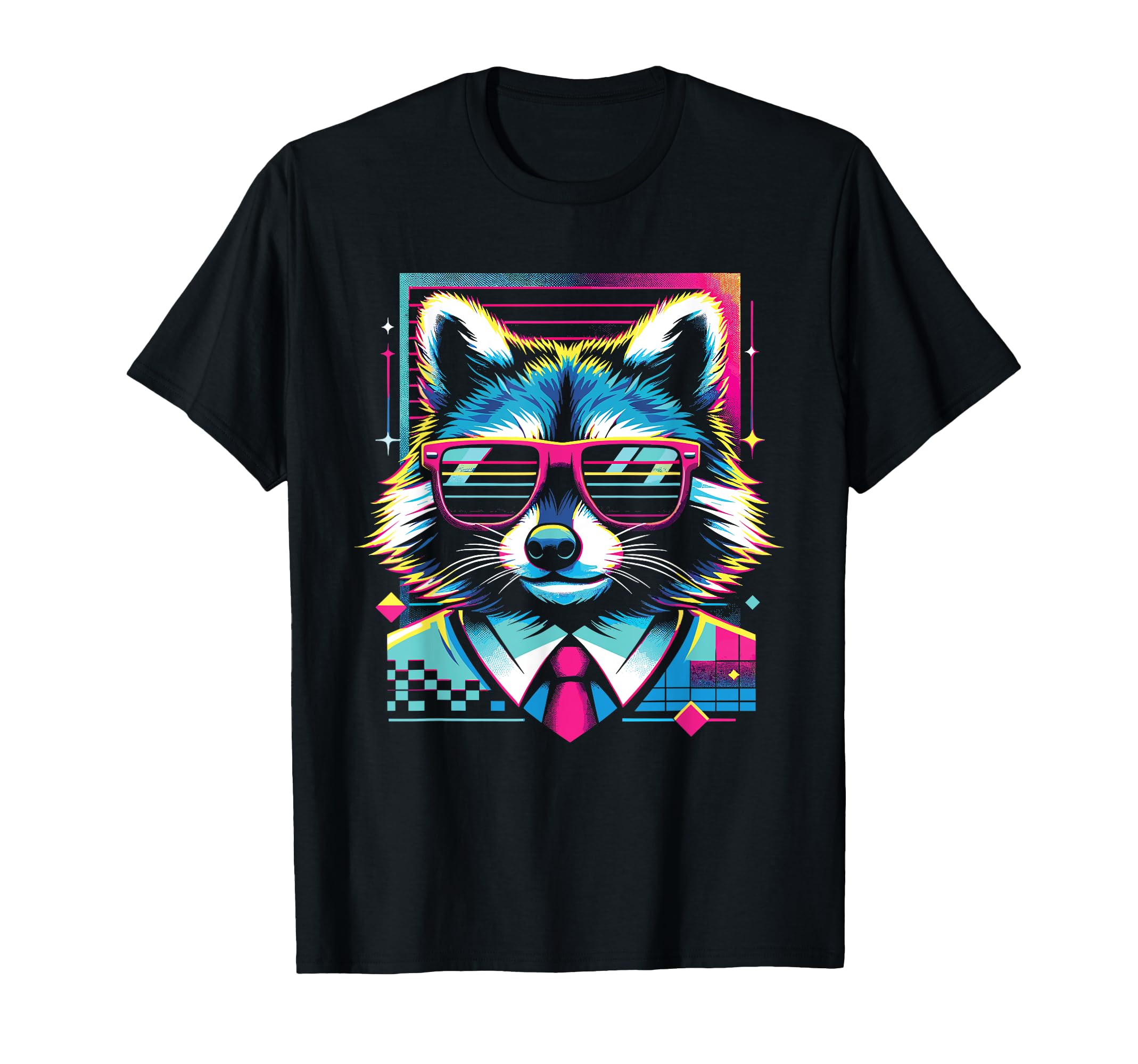 Raccoon Sunglasses 80S Aesthetic T-Shirt - Minimalist Print for Adults - T-Shirt, Sweatshirt, Hoodie