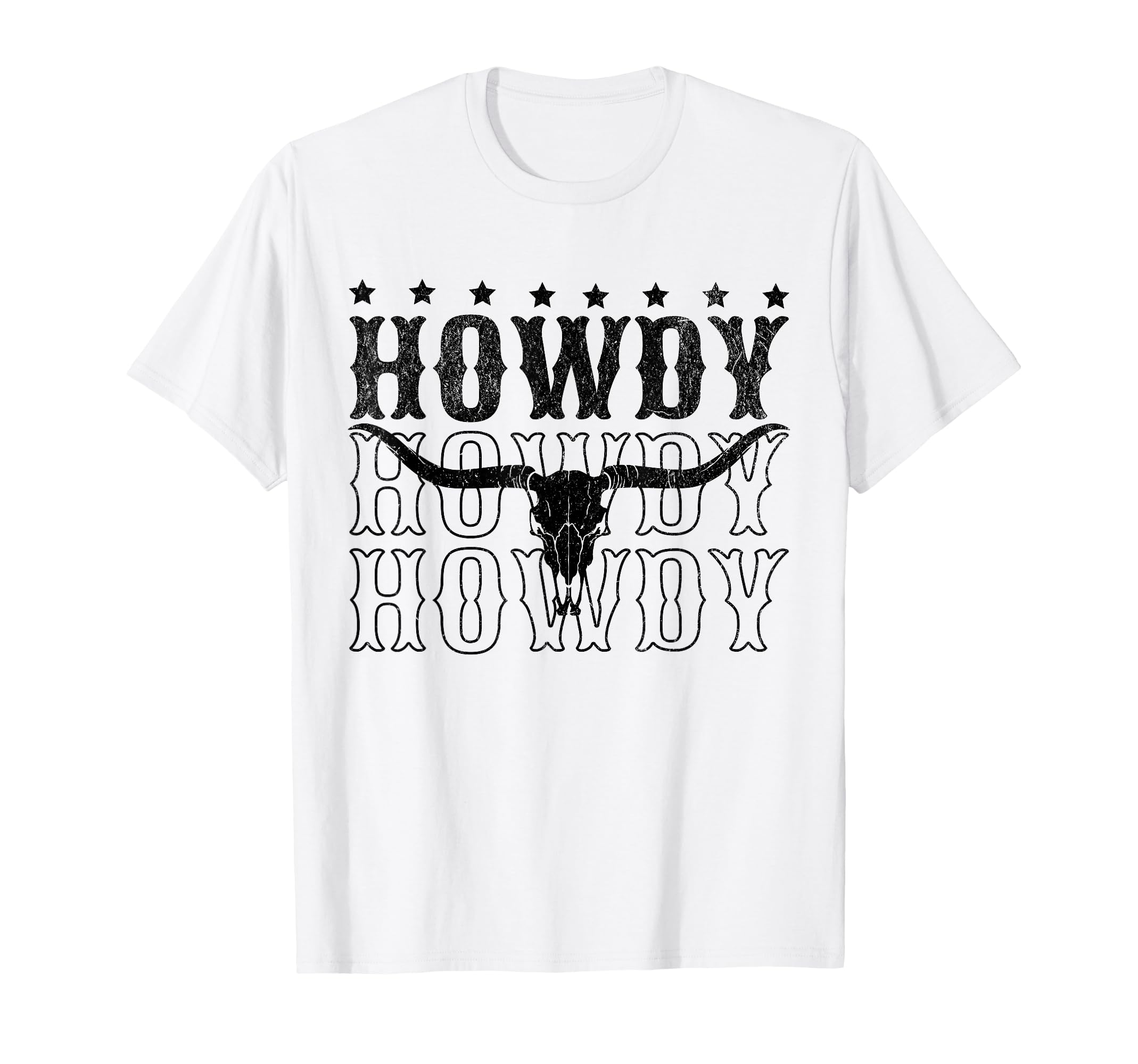 Howdy Cow Bull Skull Cowboy Cowgirl T-Shirt - Custom Art Print Unisex - T-Shirt, Sweatshirt, Hoodie