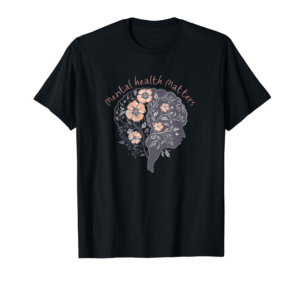 Mental Health Matters Floral Brain T-Shirt - Graphic Print Men Women - T-Shirt, Sweatshirt, Hoodie