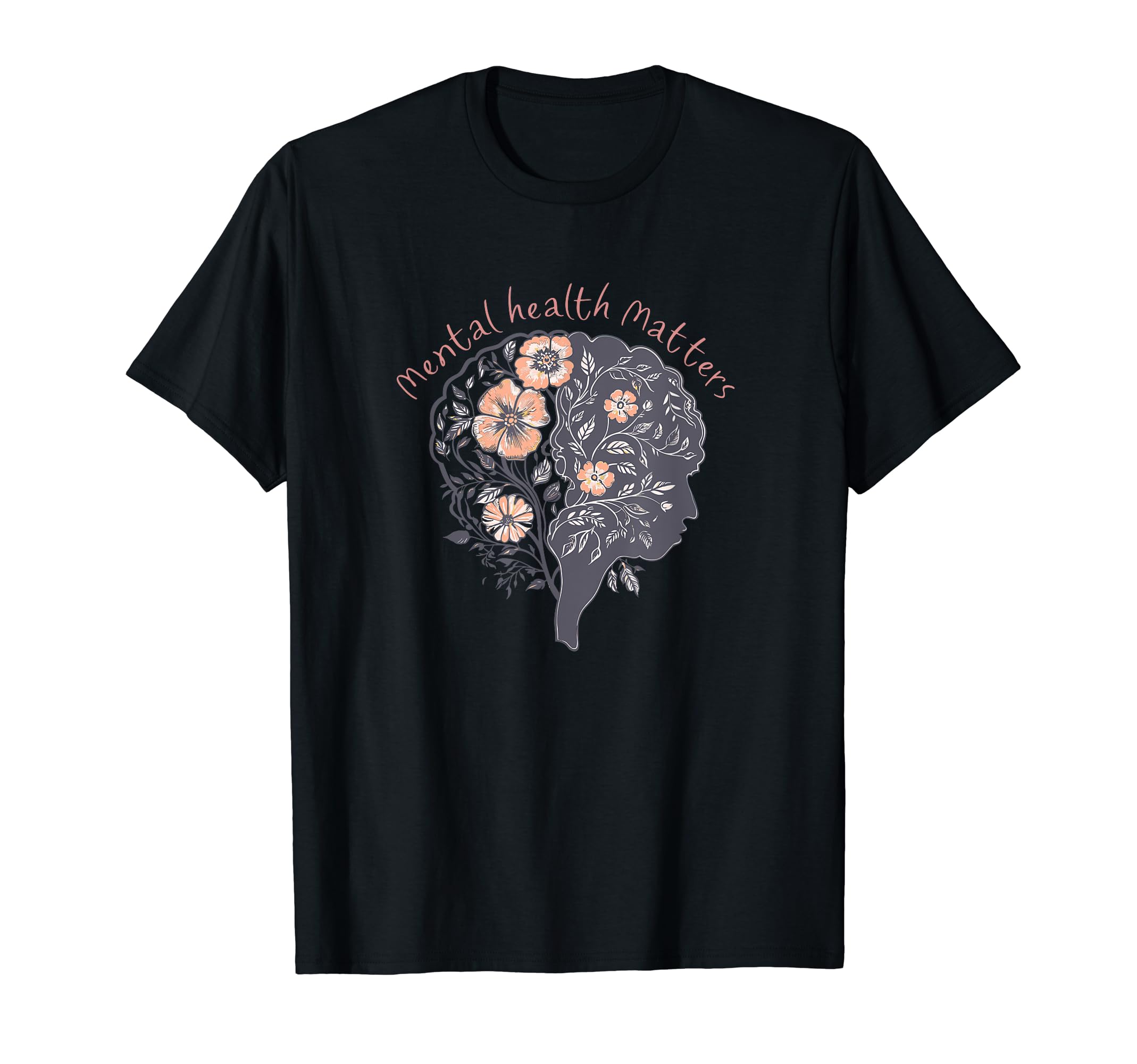 Mental Health Matters Floral Brain T-Shirt - Graphic Print Men Women - T-Shirt, Sweatshirt, Hoodie