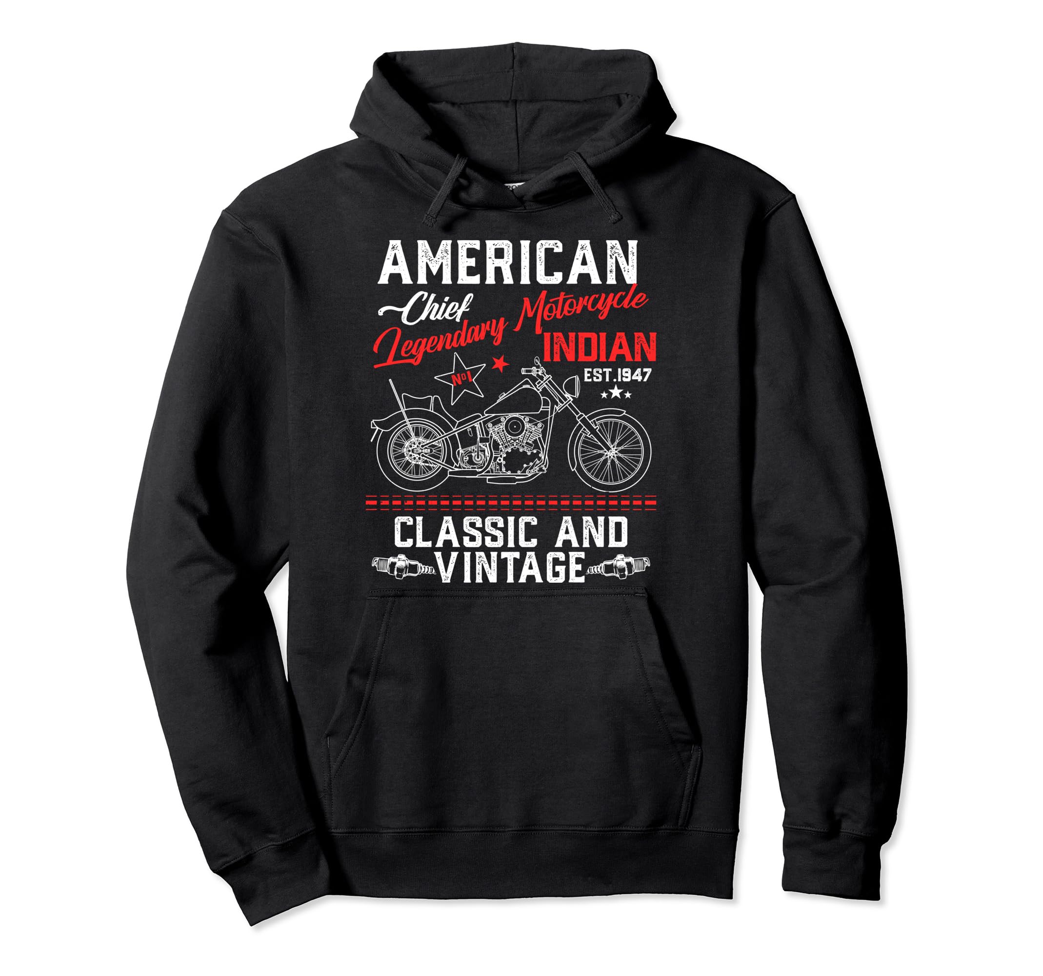 Old Biker American Motorcycle Indian Hoodie - Custom Art Print Unisex - T-Shirt, Sweatshirt, Hoodie