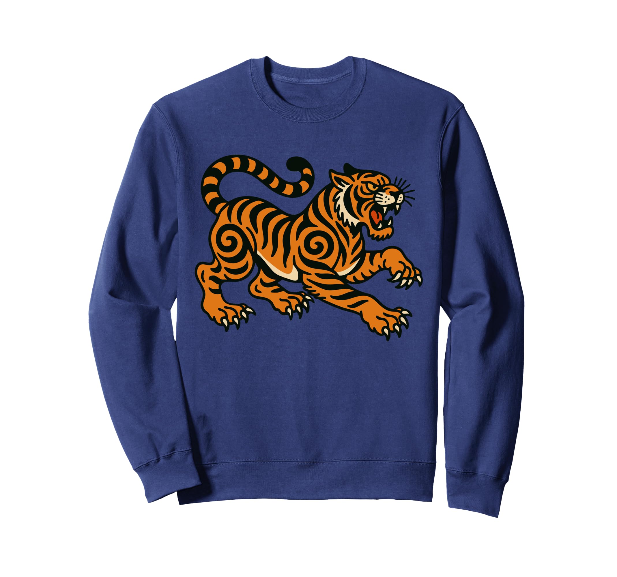 Tiger Tribal Walk Tattoo Old Sweatshirt - Casual Everyday Wear for Adults - T-Shirt, Sweatshirt, Hoodie