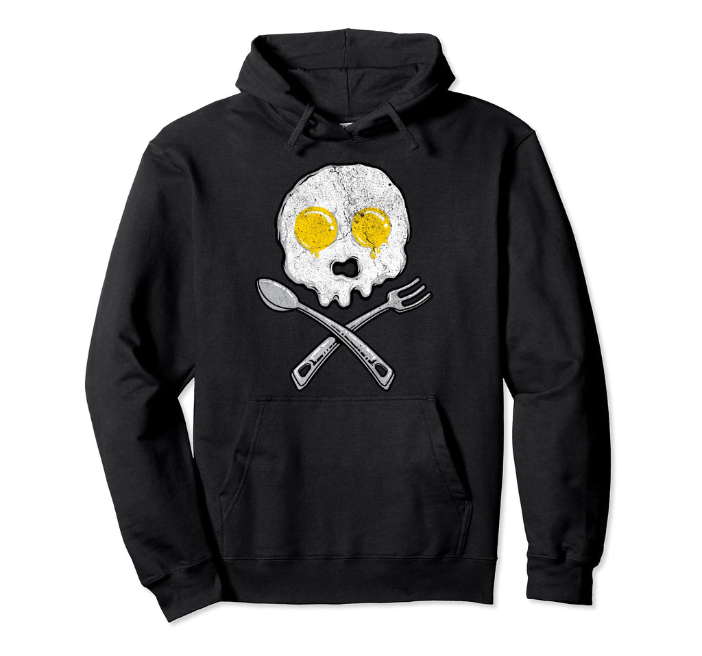 Fried Eggs Skull Halloween Hoodie - Unique Graphic for Adults - T-Shirt, Sweatshirt, Hoodie