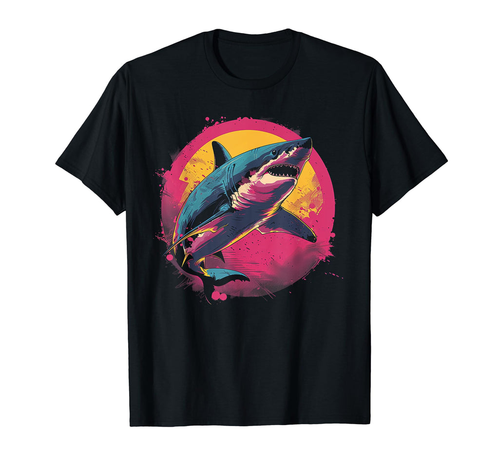 Shark Vaporwave Aesthetic Synthwave 80S T-Shirt - Graphic Print Men Women - T-Shirt, Sweatshirt, Hoodie