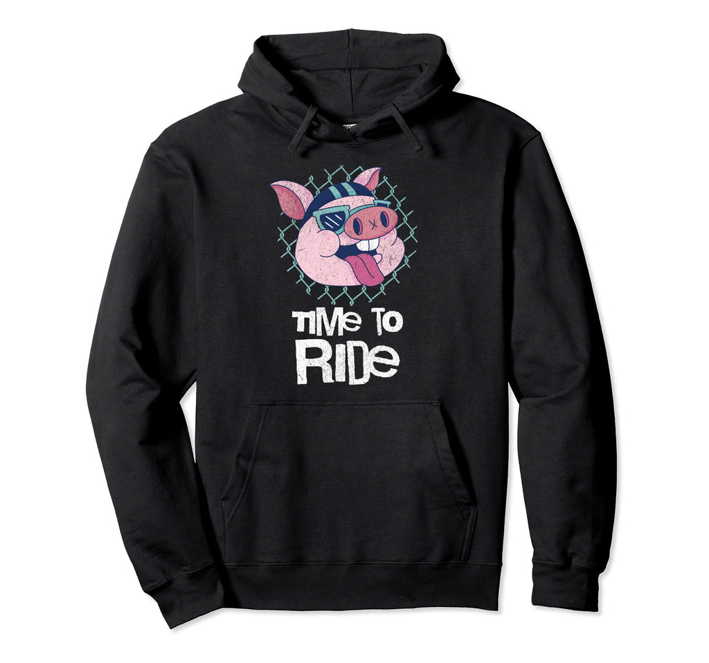 Ride Motorcycle Rider Pig Helmet Piggy Hoodie - Graphic Print Men Women - T-Shirt, Sweatshirt, Hoodie
