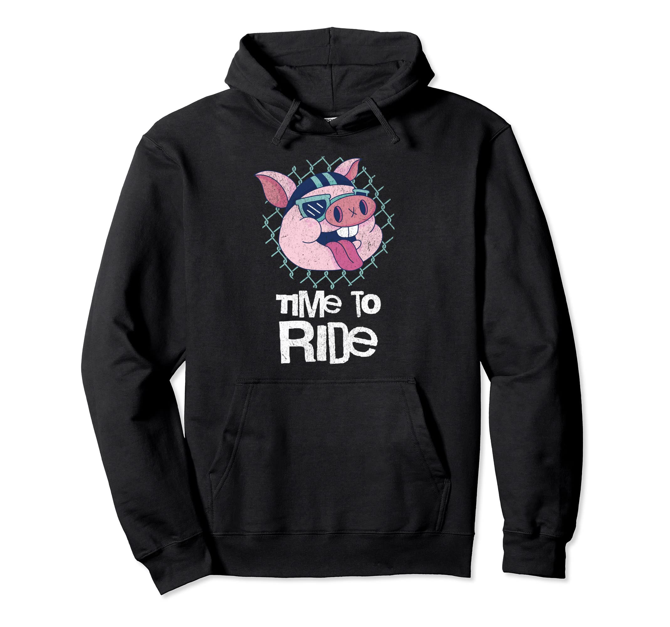 Ride Motorcycle Rider Pig Helmet Piggy Hoodie - Graphic Print Men Women - T-Shirt, Sweatshirt, Hoodie