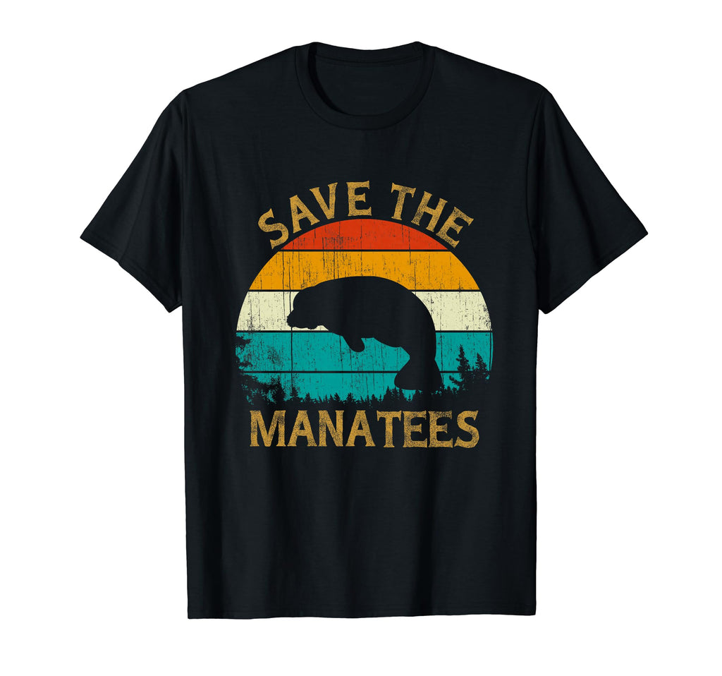 Sunset Pine Tree Save Manatee T-Shirt - Casual Everyday Wear Unisex - T-Shirt, Sweatshirt, Hoodie