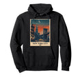 City Dusk Taxi And Bridge Illustration Art Hoodie - Custom Art Print Unisex - T-Shirt, Sweatshirt, Hoodie