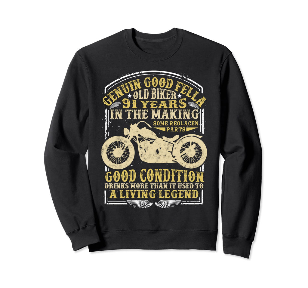 91 Years Old Biker Birthday Sweatshirt - Custom Art Print Men Women - T-Shirt, Sweatshirt, Hoodie