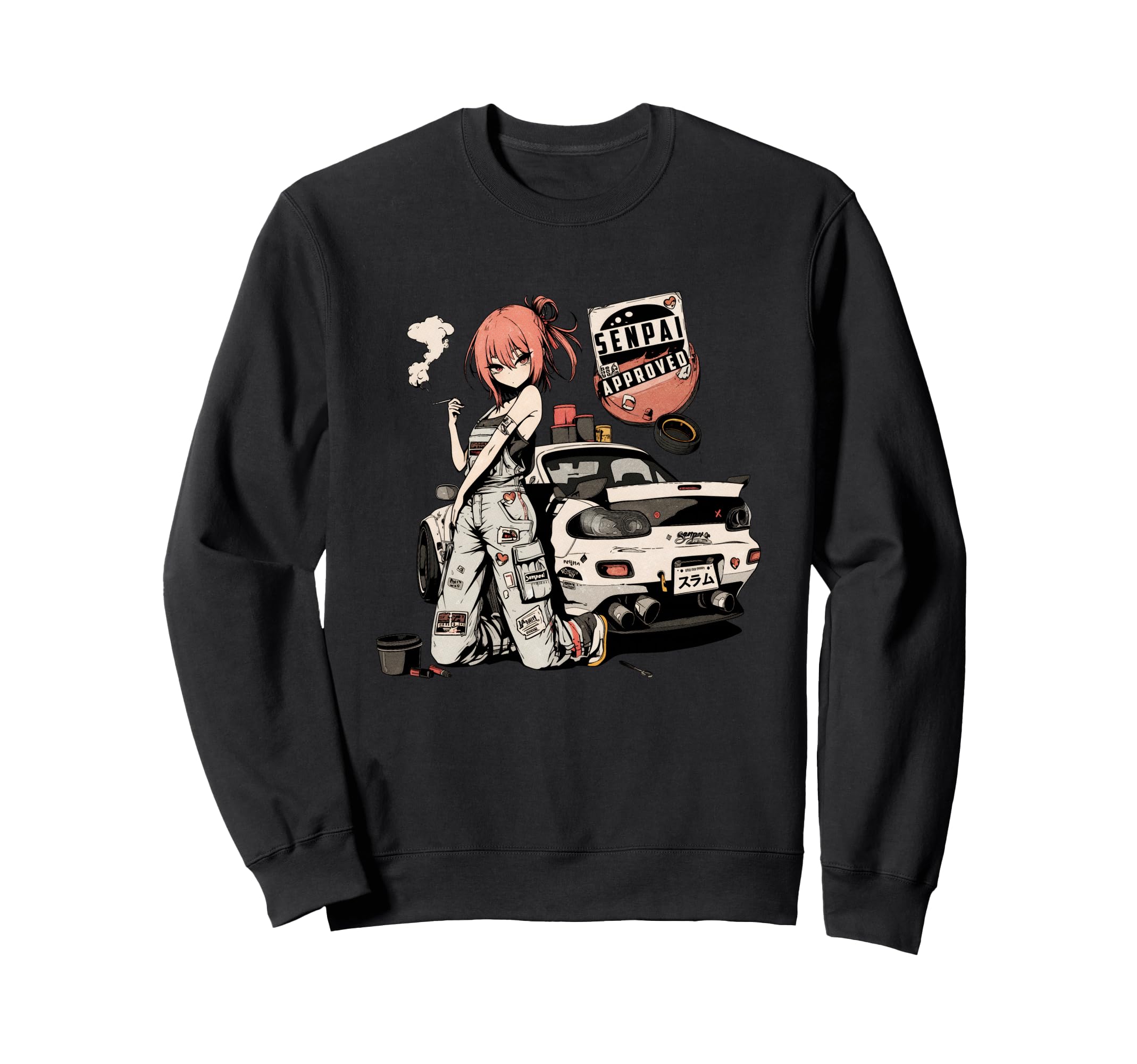 Jdm Racer Drift Culture Anime Sweatshirt - Trendy Graphic for Adults - T-Shirt, Sweatshirt, Hoodie