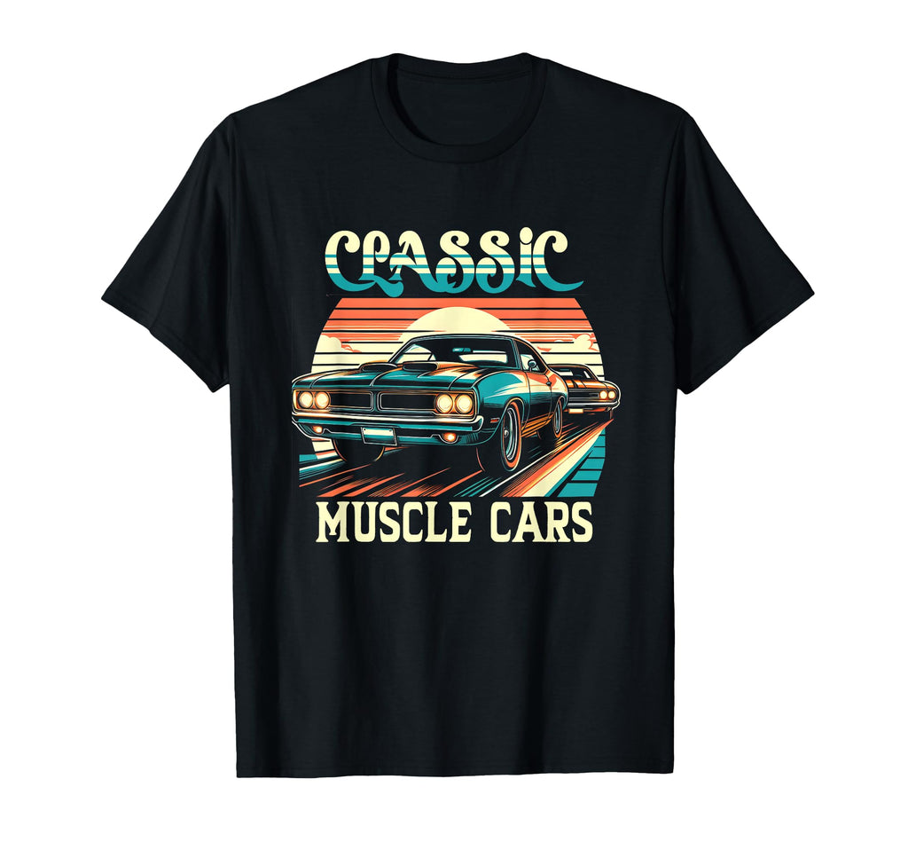 Muscle Car Sunset Car Lover 80S T-Shirt - Aesthetic Graphic for Adults - T-Shirt, Sweatshirt, Hoodie