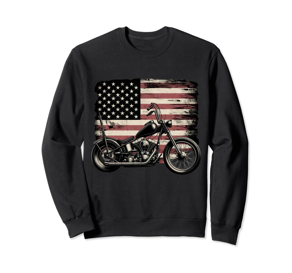 Usa Flag Motorcycle Patriotic America Sweatshirt - Custom Art Print Unisex - T-Shirt, Sweatshirt, Hoodie