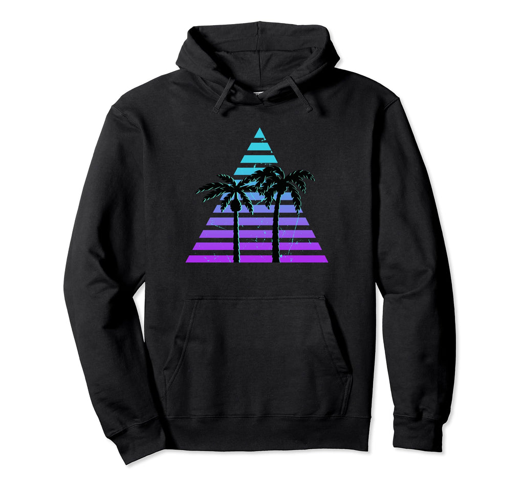 Sunset 80S 70S Palm Tree Hoodie - Unique Graphic Unisex - T-Shirt, Sweatshirt, Hoodie