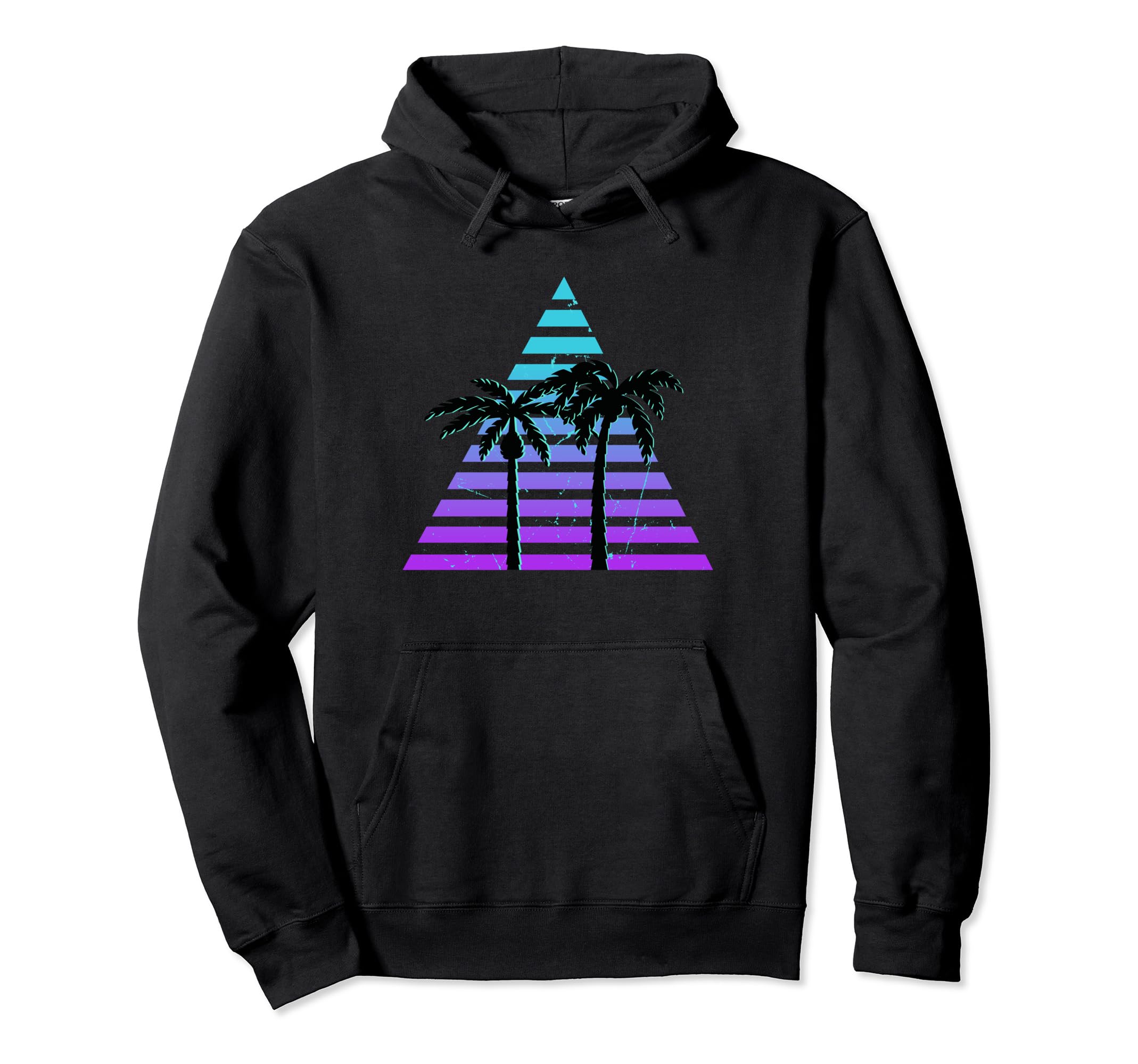 Sunset 80S 70S Palm Tree Hoodie - Unique Graphic Unisex - T-Shirt, Sweatshirt, Hoodie