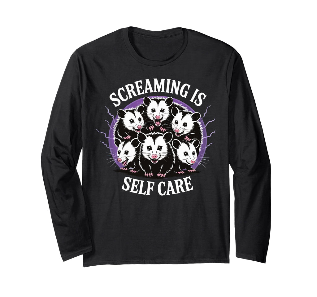 Opossum Therapeutic Screaming Stress T-Shirt - Custom Art Print Unisex - T-Shirt, Sweatshirt, Hoodie