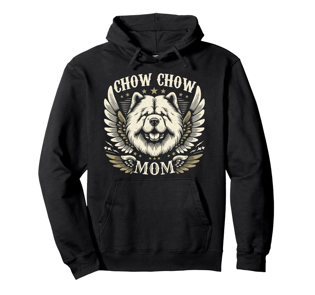Chow Chow Mom Biker Wings Motorcycle Hoodie - Graphic Print for Adults - T-Shirt, Sweatshirt, Hoodie