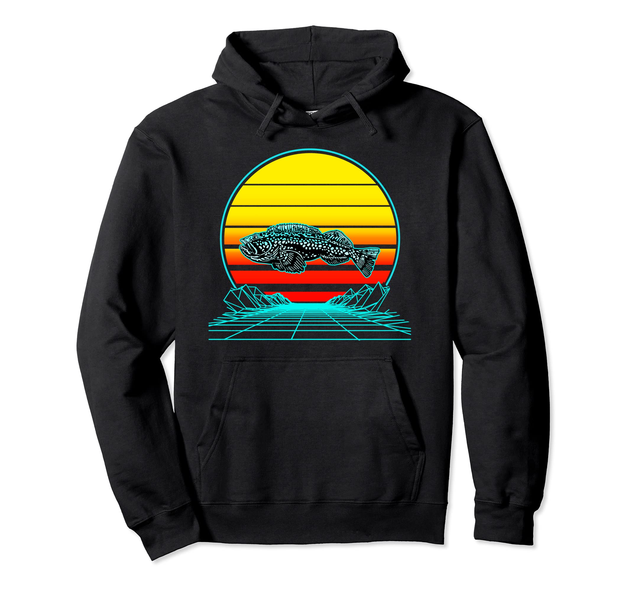 Sunset Lingcod Hoodie - Unique Graphic for Adults - T-Shirt, Sweatshirt, Hoodie
