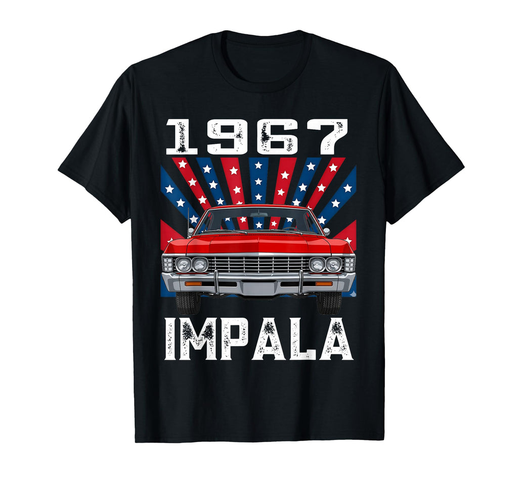 American Flag 1967 67 Impala Old T-Shirt - Aesthetic Graphic for Adults - T-Shirt, Sweatshirt, Hoodie
