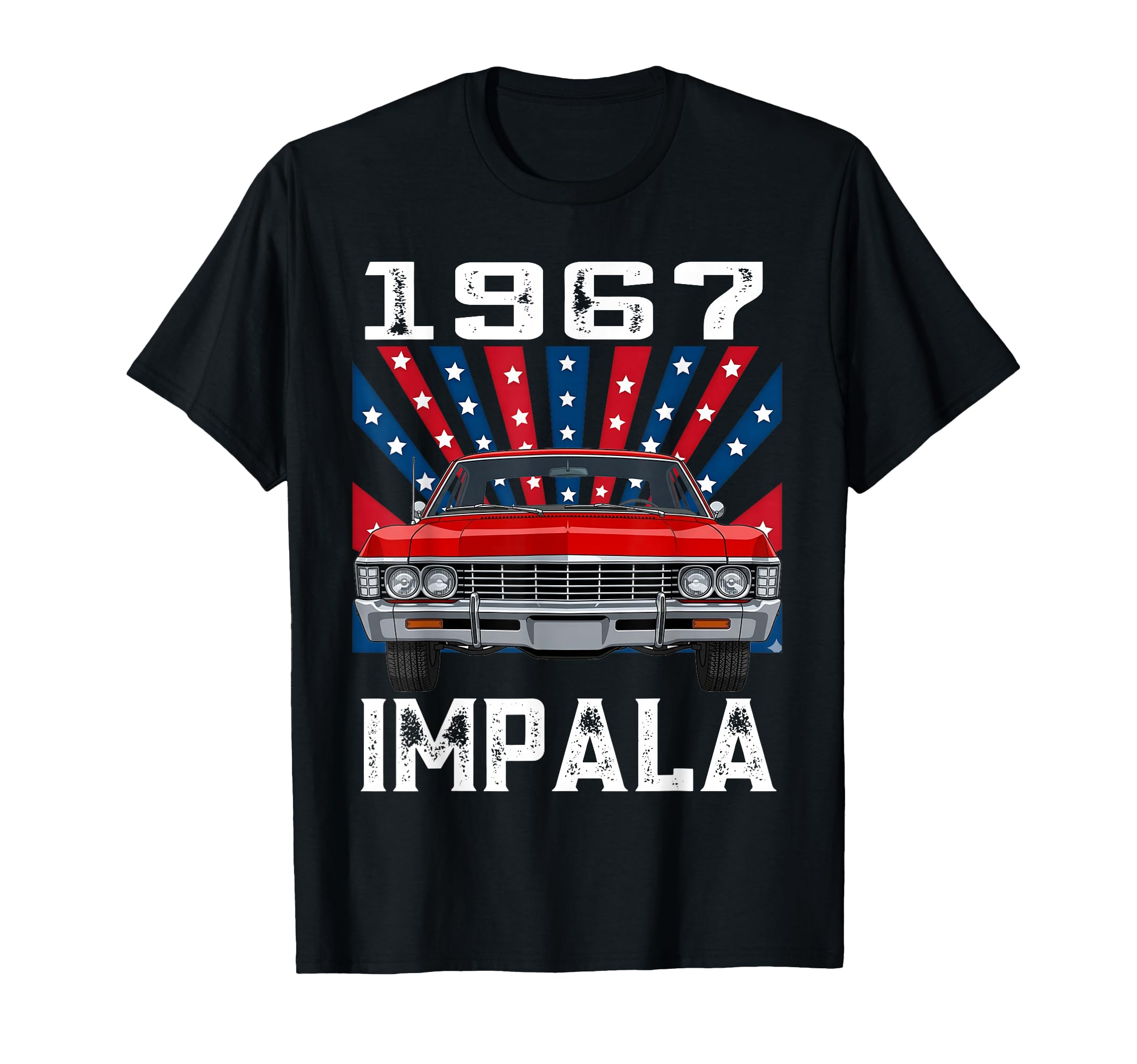 American Flag 1967 67 Impala Old T-Shirt - Aesthetic Graphic for Adults - T-Shirt, Sweatshirt, Hoodie