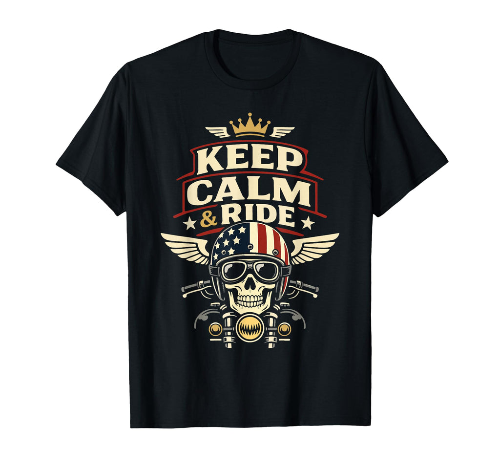 Motorcycle Biker Keep Calm Ride T-Shirt - Fun Novelty Design for Adults - T-Shirt, Sweatshirt, Hoodie