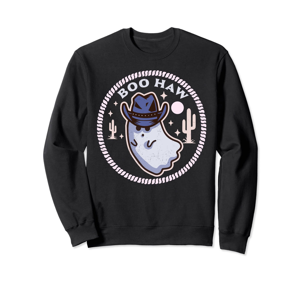 Boohaw Western Ghost Halloween Cowboy Sweatshirt - Graphic Print Unisex - T-Shirt, Sweatshirt, Hoodie