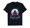 Synthwave Cat Samurai Mediation T-Shirt - Minimalist Print for Adults - T-Shirt, Sweatshirt, Hoodie