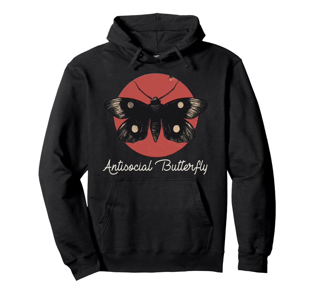 Antisocial Butterfly Hoodie - Unique Graphic Unisex - T-Shirt, Sweatshirt, Hoodie