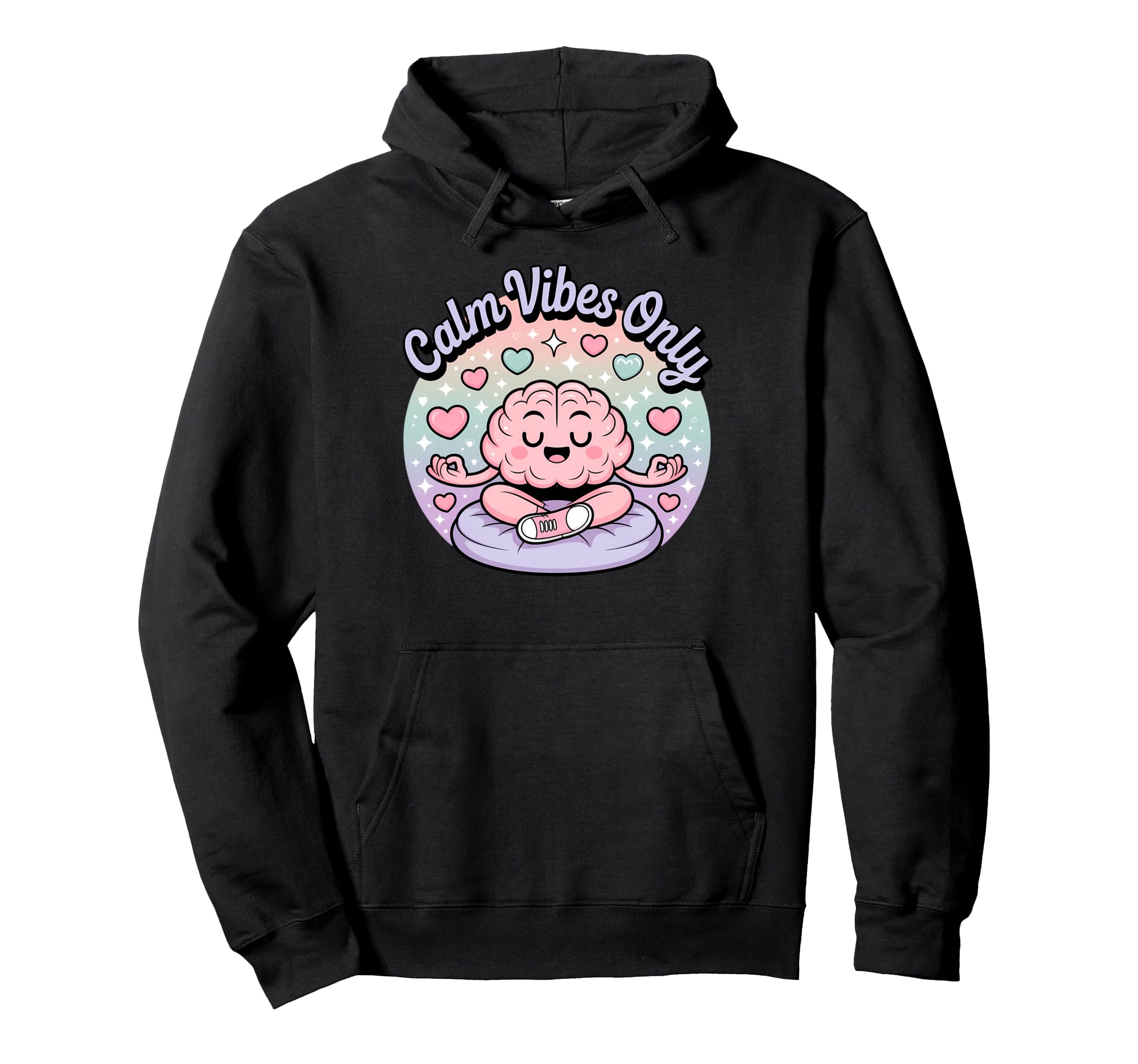 Calm Vibes Only Meditation Zen Art Hoodie - Fun Novelty Design Men Women - T-Shirt, Sweatshirt, Hoodie