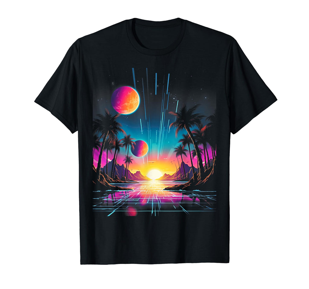 Vaporwave Solar System 80S Synthwave T-Shirt - Aesthetic Graphic Men Women - T-Shirt, Sweatshirt, Hoodie