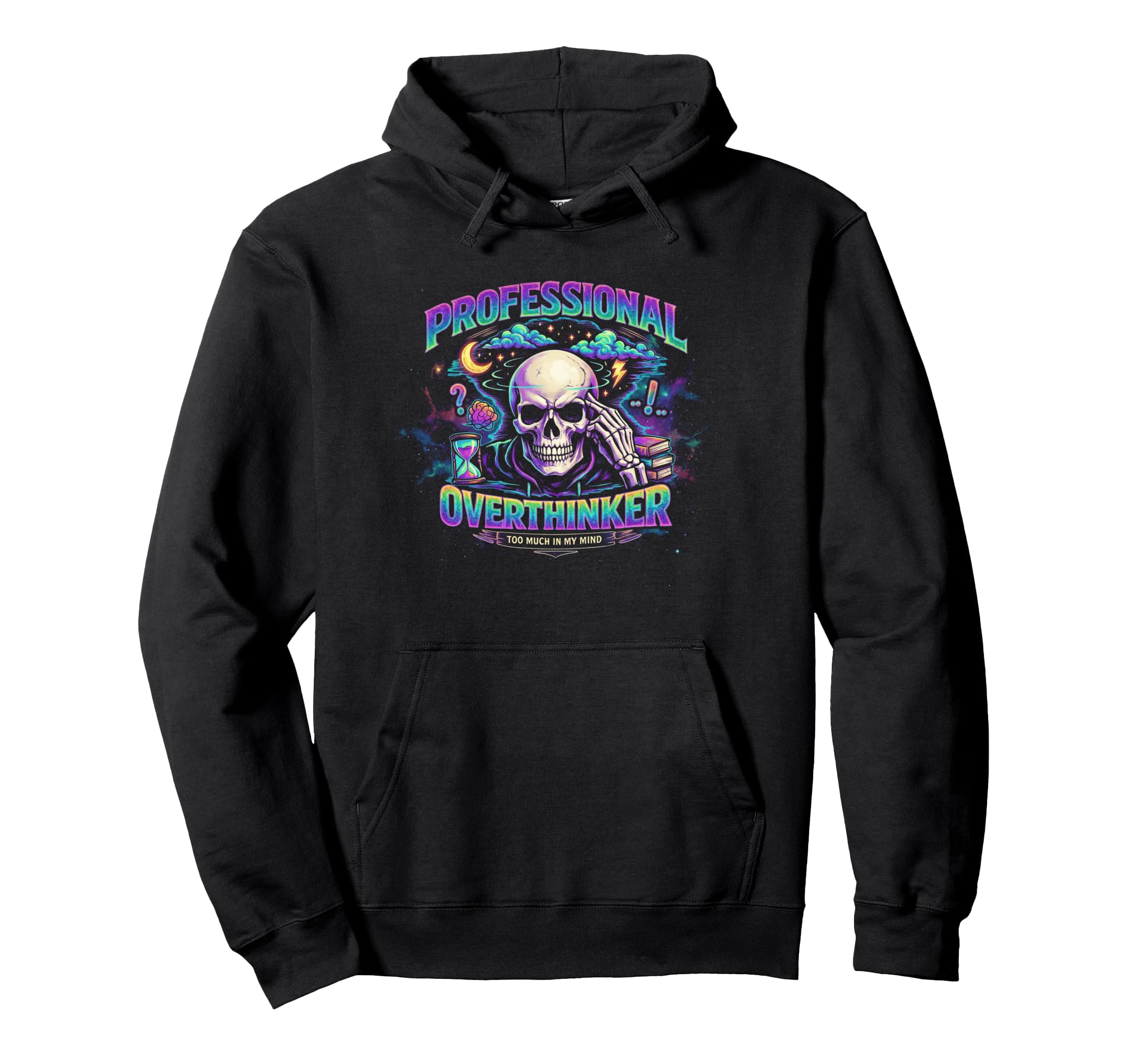 Professional Overthinker Skull Gothic Hoodie - Minimalist Print Unisex - T-Shirt, Sweatshirt, Hoodie
