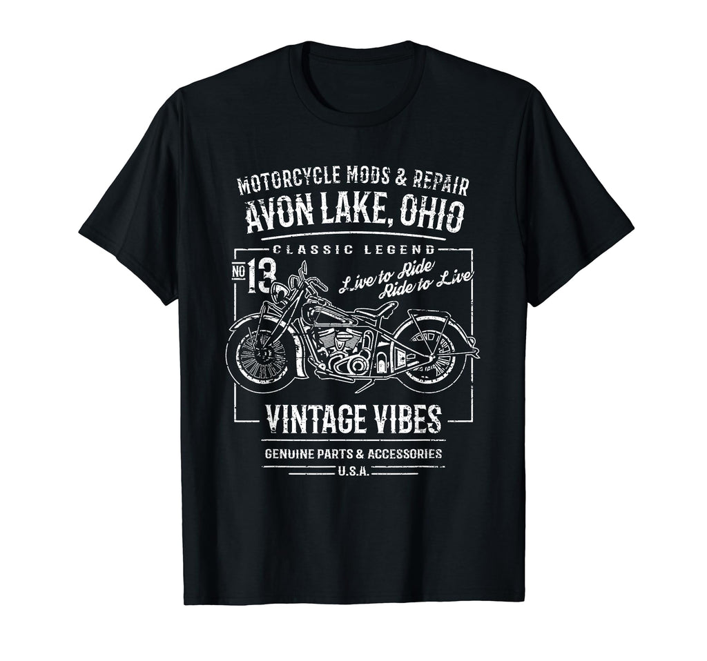 Avon Lake Oh Usa Distressed Motorcycle T-Shirt - Graphic Print Unisex - T-Shirt, Sweatshirt, Hoodie