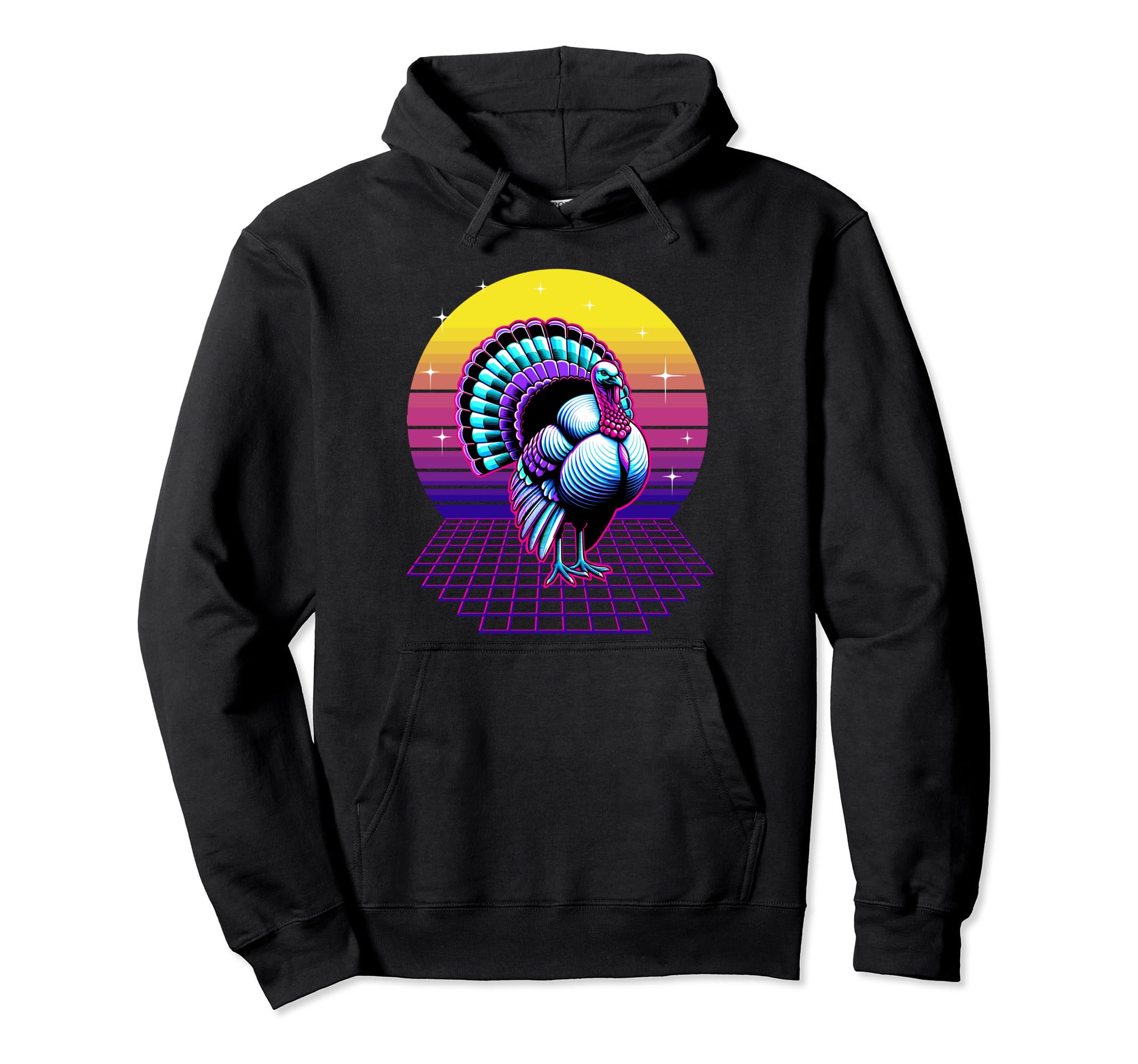 80S 90S Synthwave Thanksgiving Turkey Hoodie - Minimalist Print Unisex - T-Shirt, Sweatshirt, Hoodie