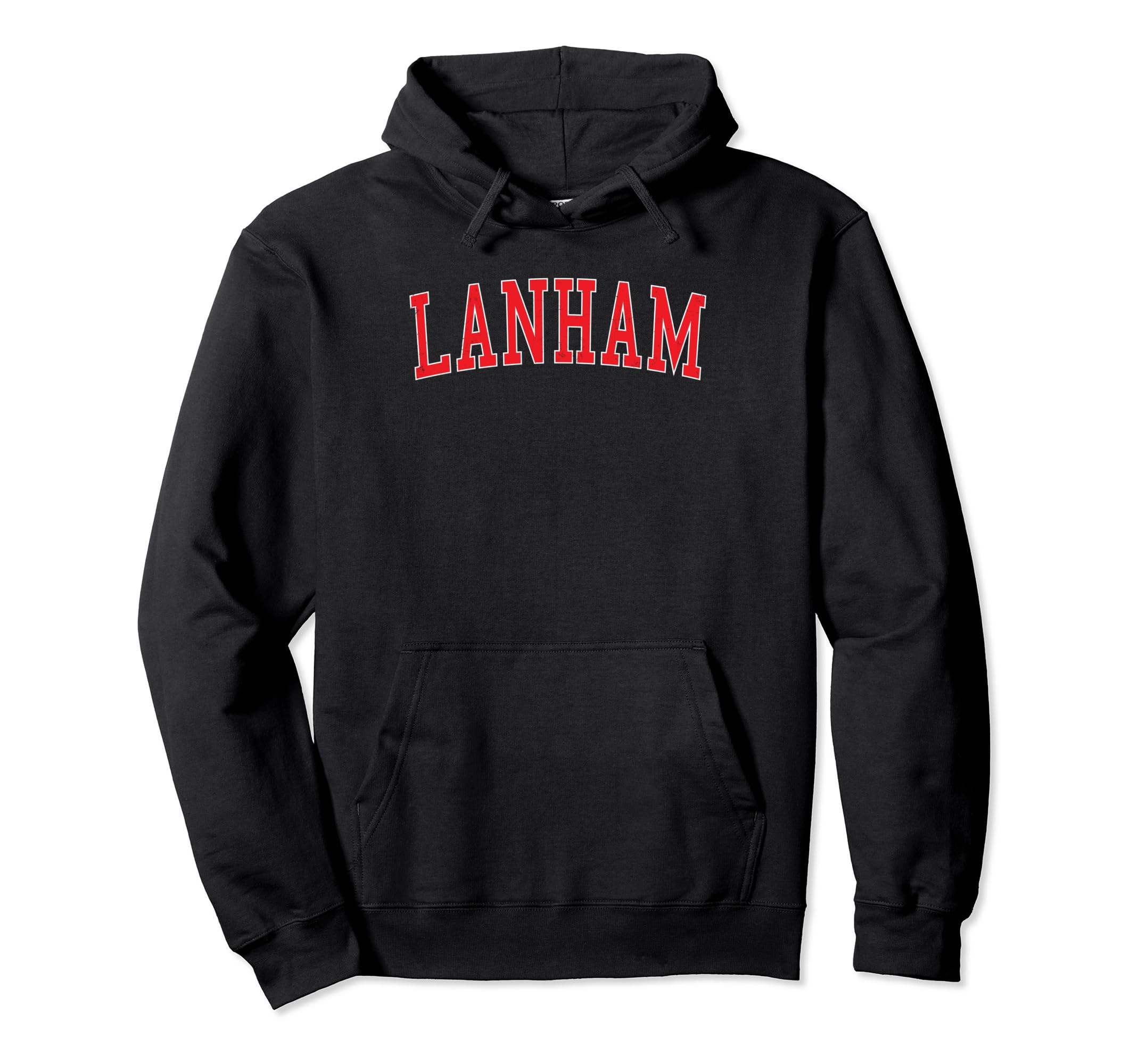Lanham Md Distressed Red Varsity Hoodie - Casual Everyday Wear Unisex - T-Shirt, Sweatshirt, Hoodie