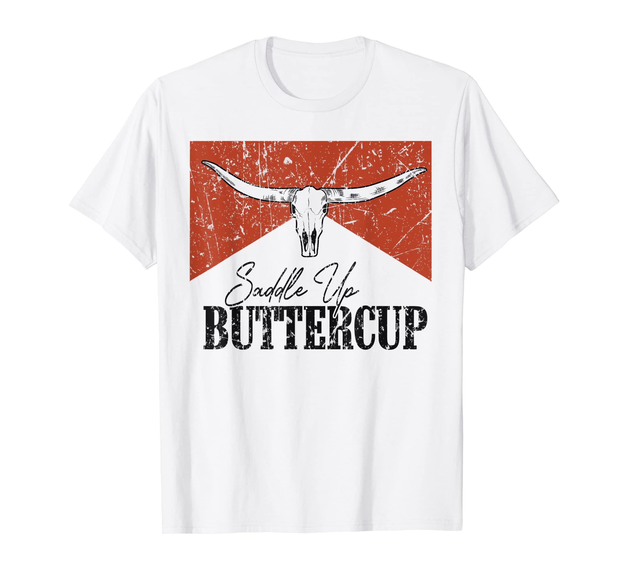 Bull Skull Saddle Up Buttercup Western T-Shirt - Unique Graphic Unisex - T-Shirt, Sweatshirt, Hoodie