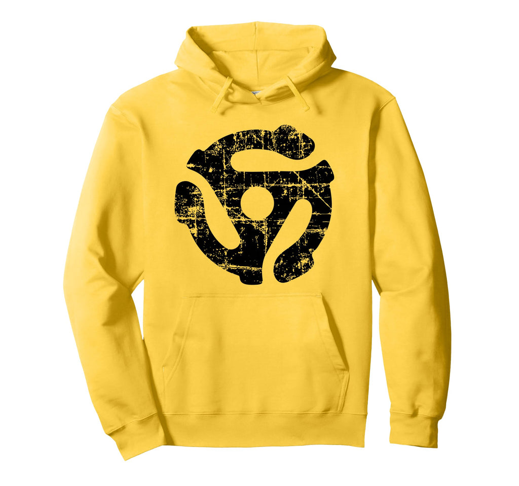 45 Rpm Vinyl Record Adapter Black Hoodie - Graphic Print Men Women - T-Shirt, Sweatshirt, Hoodie