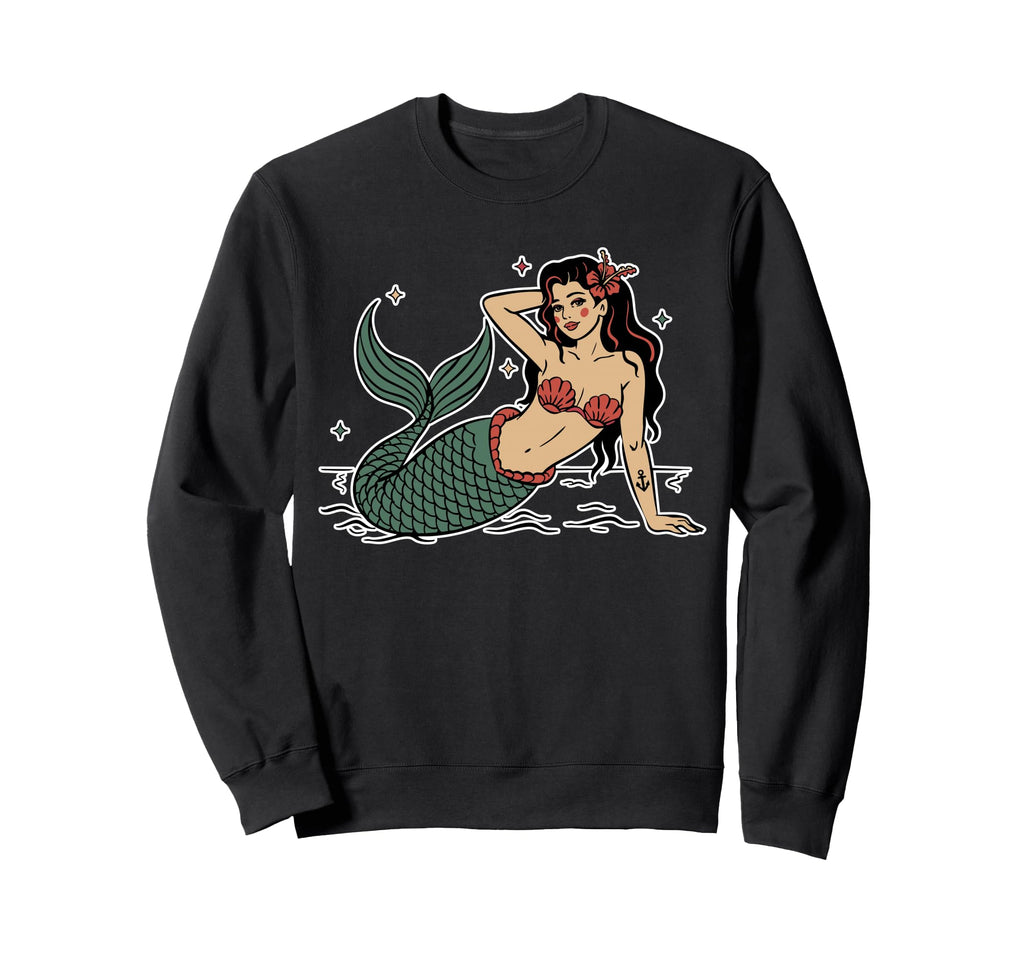 Oldschool Mermaid Tattoo Flash Art Sweatshirt - Minimalist Print Unisex - T-Shirt, Sweatshirt, Hoodie