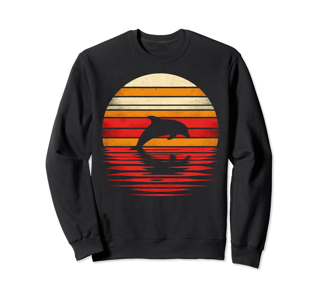 Dolphin Sunset Safari 70S Fishing Sweatshirt - Trendy Graphic for Adults - T-Shirt, Sweatshirt, Hoodie