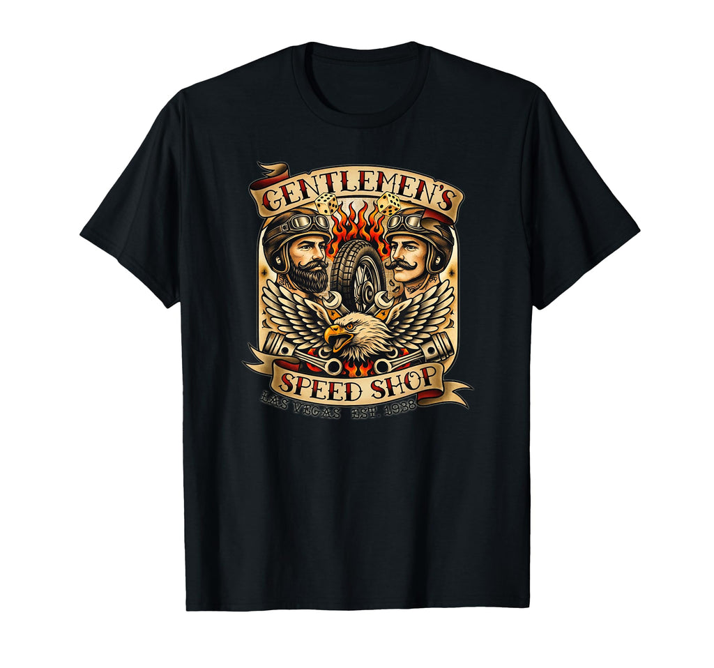 Gentlemen Speed Garage Shop Vegas Race T-Shirt - Minimalist Print Unisex - T-Shirt, Sweatshirt, Hoodie