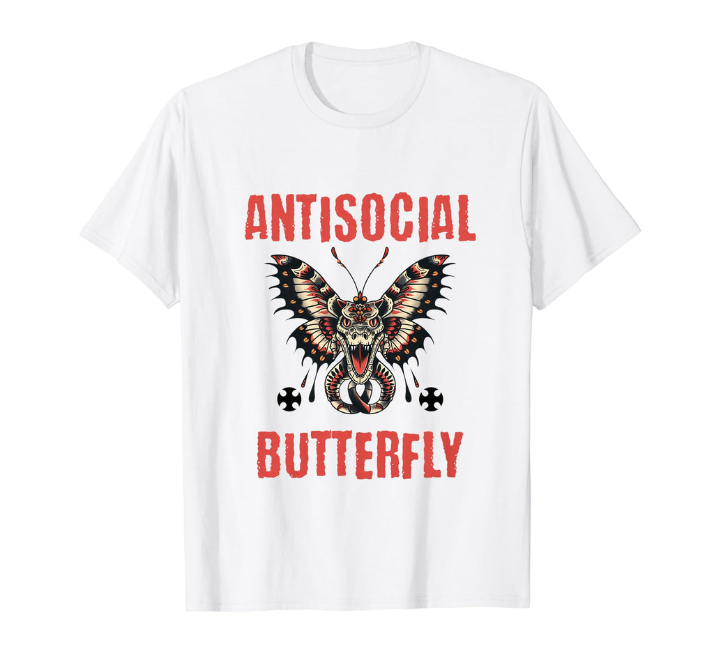 Antisocial Butterfly Funny T-Shirt - Minimalist Print for Adults - T-Shirt, Sweatshirt, Hoodie