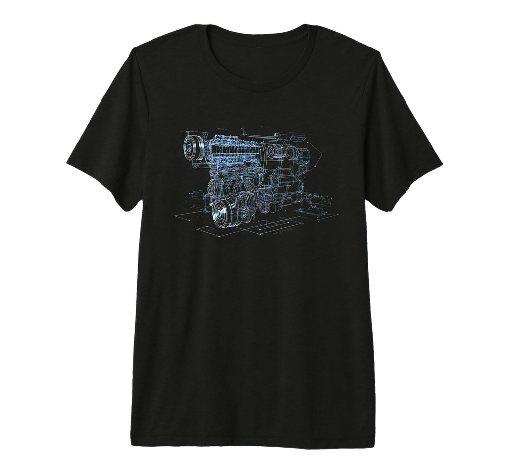 Car Engine Blueprint Diagram Mens Tri T-Shirt - Unique Graphic Men Women - T-Shirt, Sweatshirt, Hoodie