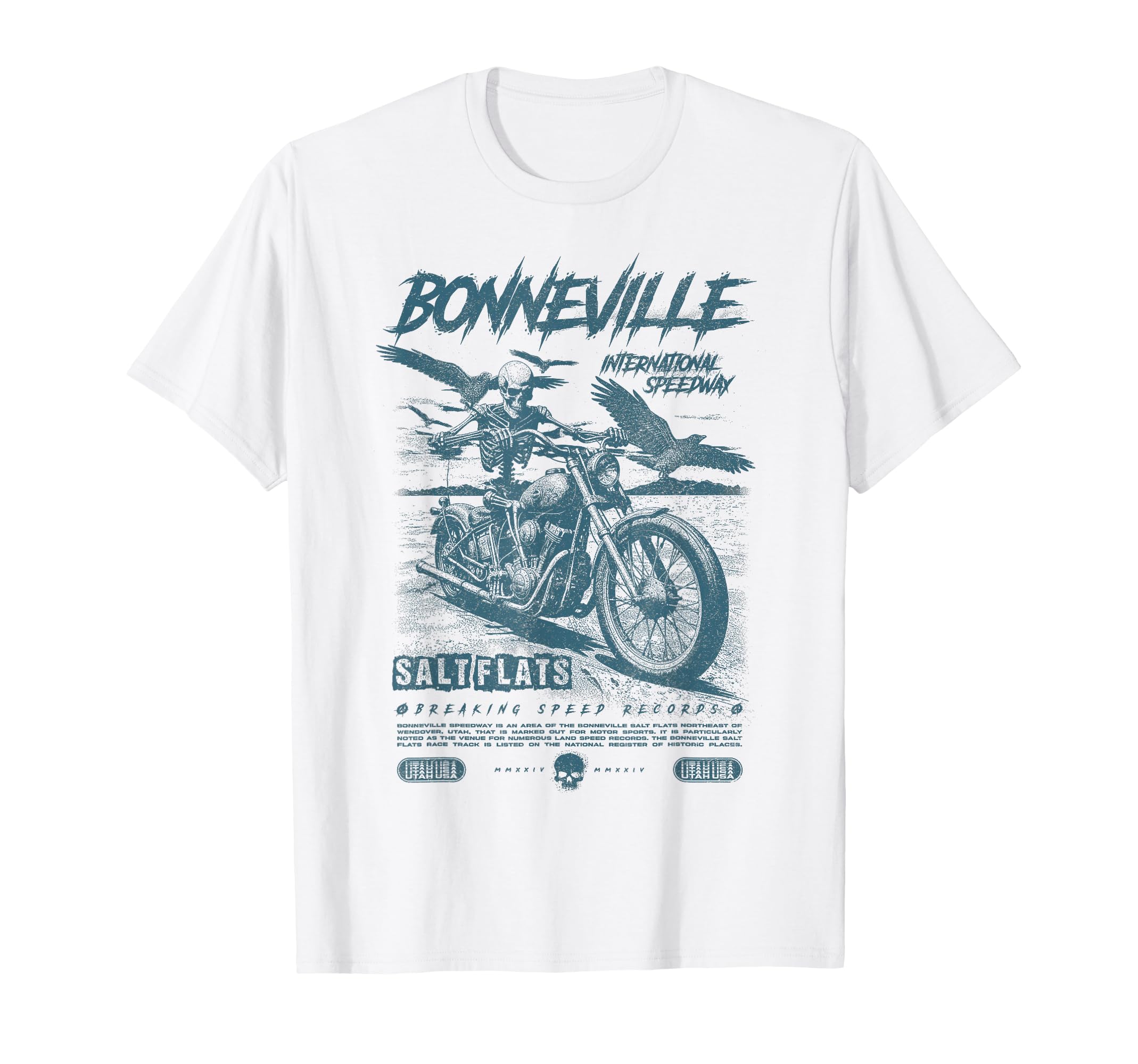 Bonneville Salt Flats Motorcycle Racing T-Shirt - Custom Art Print Unisex - T-Shirt, Sweatshirt, Hoodie